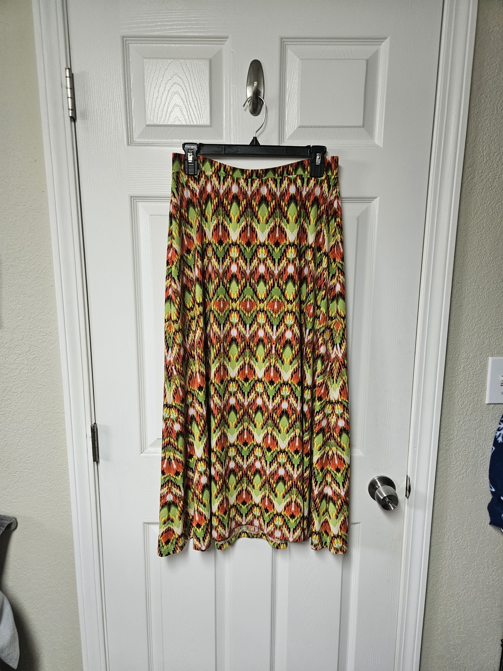 Kasper Neon Tribal Print Maxi Skirt - Green, Orange, Yellow
